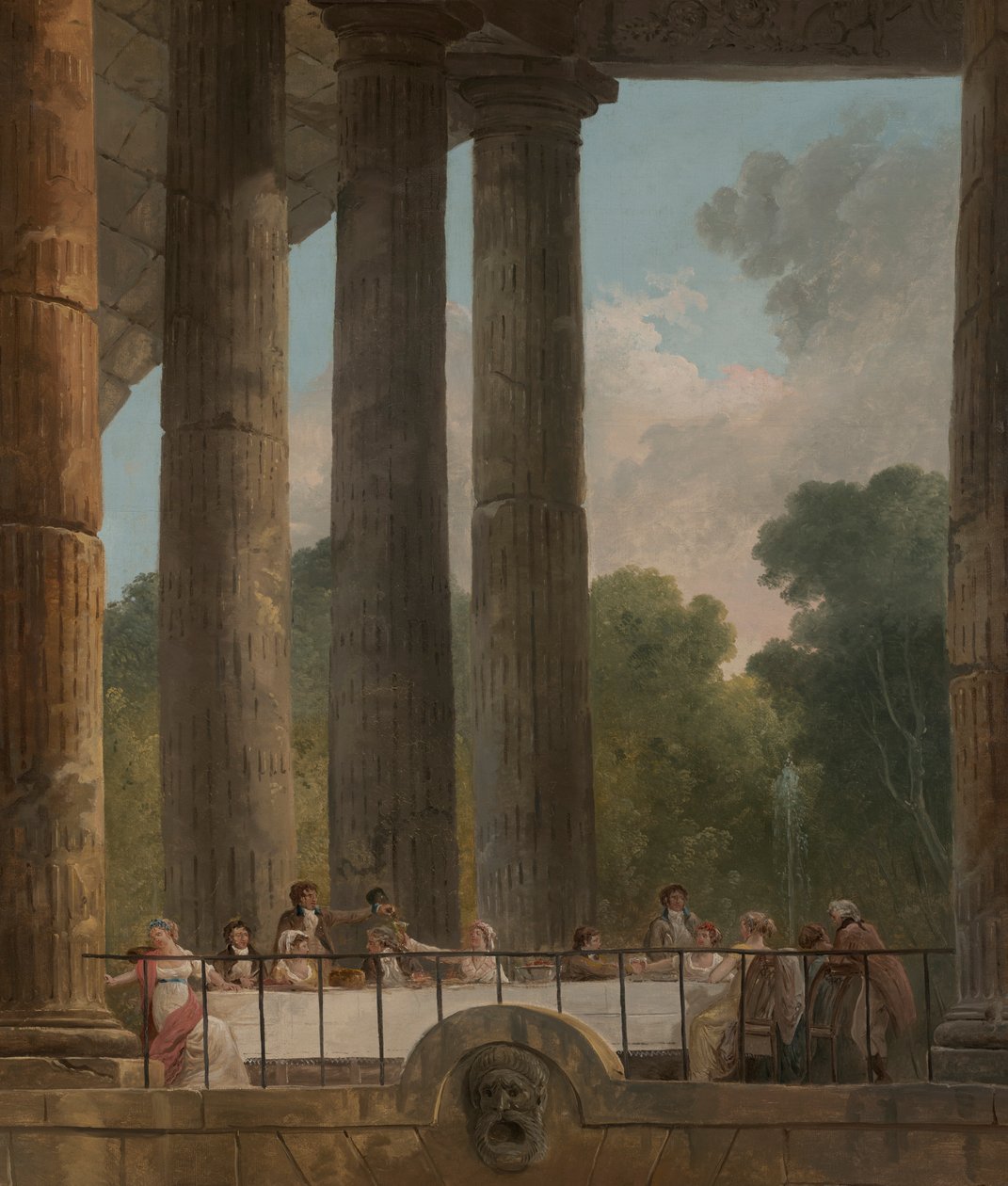 En bankett i ruinerna av ett tempel av Hubert Robert