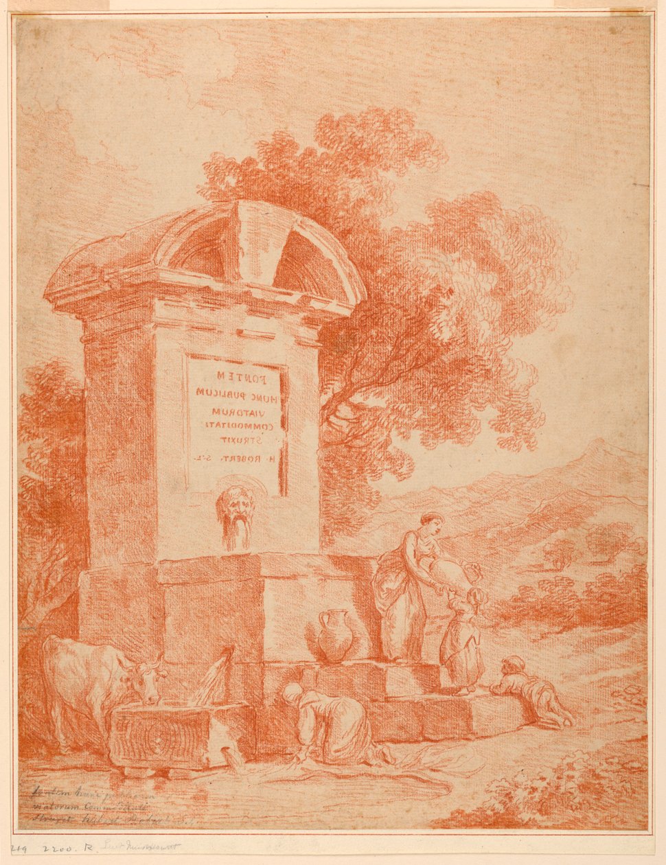 En romersk fontän (motsäker) av Hubert Robert