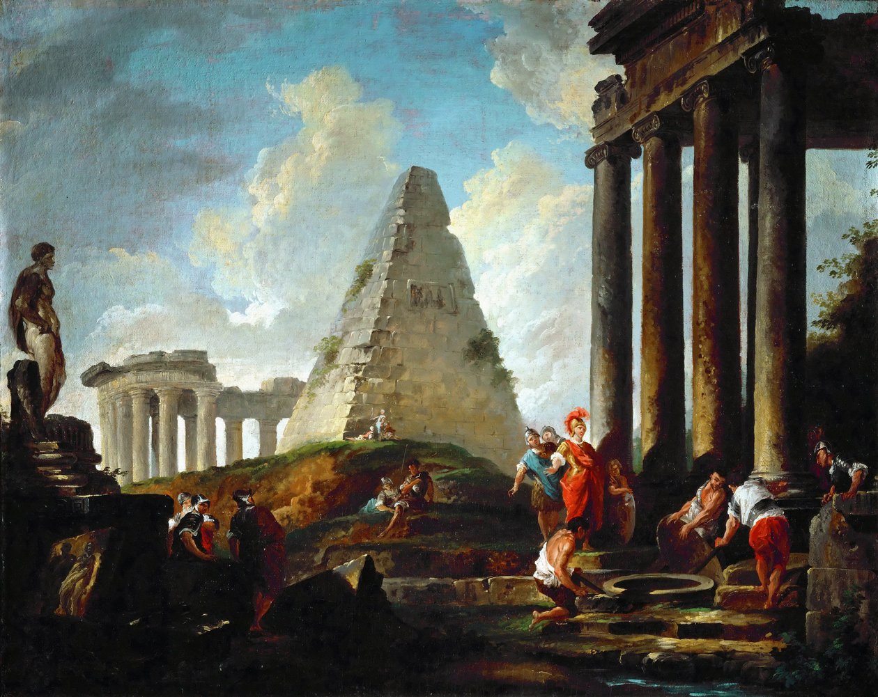 Alexander den store före Achilles grav av Hubert Robert