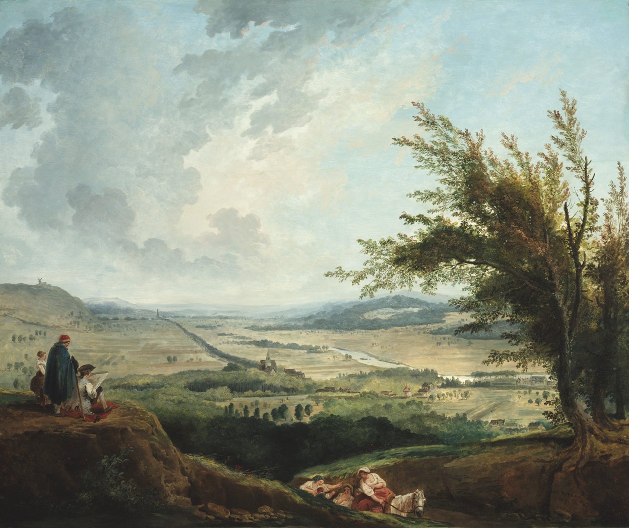 Ett vidsträckt landskap nära Paris av Hubert Robert