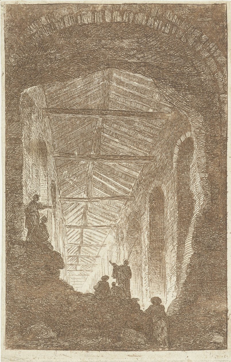 Antikt galleri Les Soirees de Rome (serietitel) Roman Faces (serietitel) av Hubert Robert