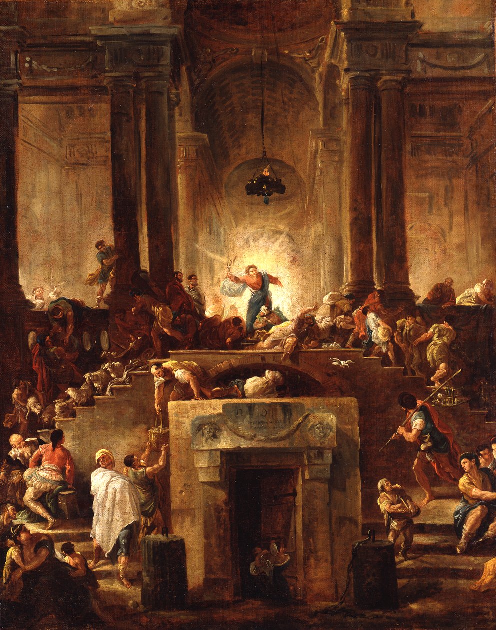 Kristus driver ut växlarna ur templet av Hubert Robert