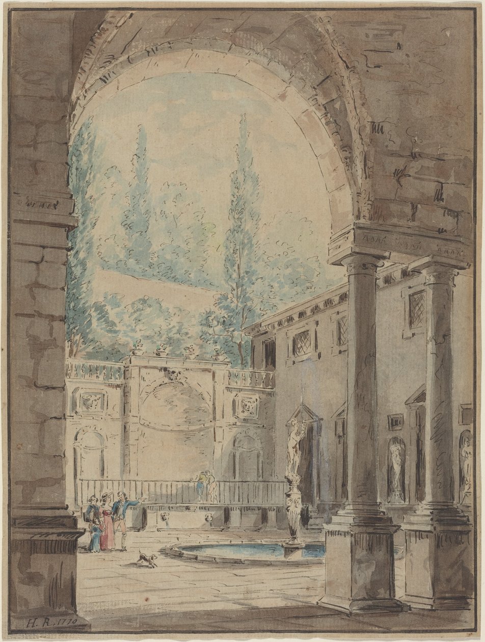 Gården vid Villa Pliniana av Hubert Robert