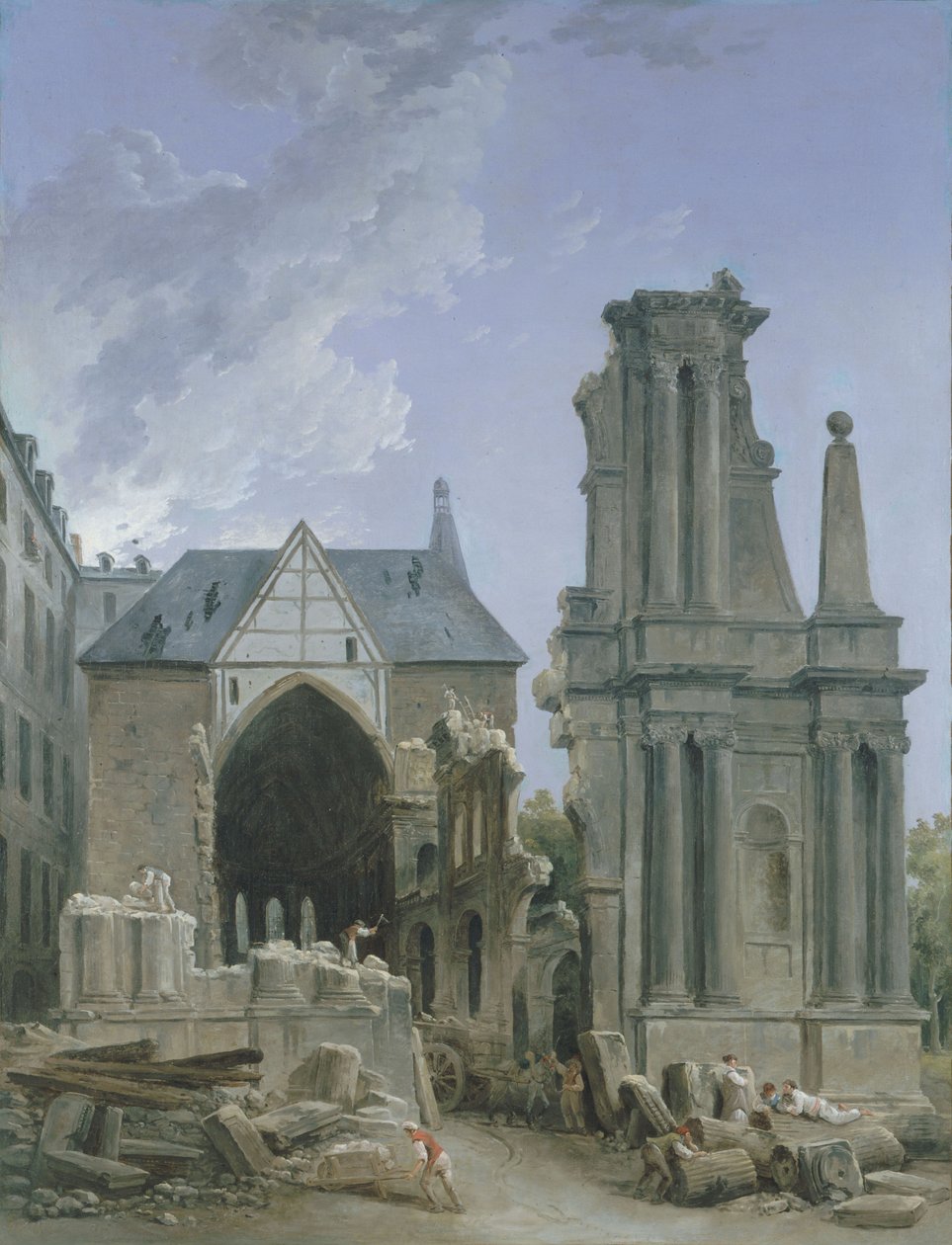 Rivning av Feuillants-kyrkan i Rue Saint Honore, ca 1804 (olja på duk) av Hubert Robert