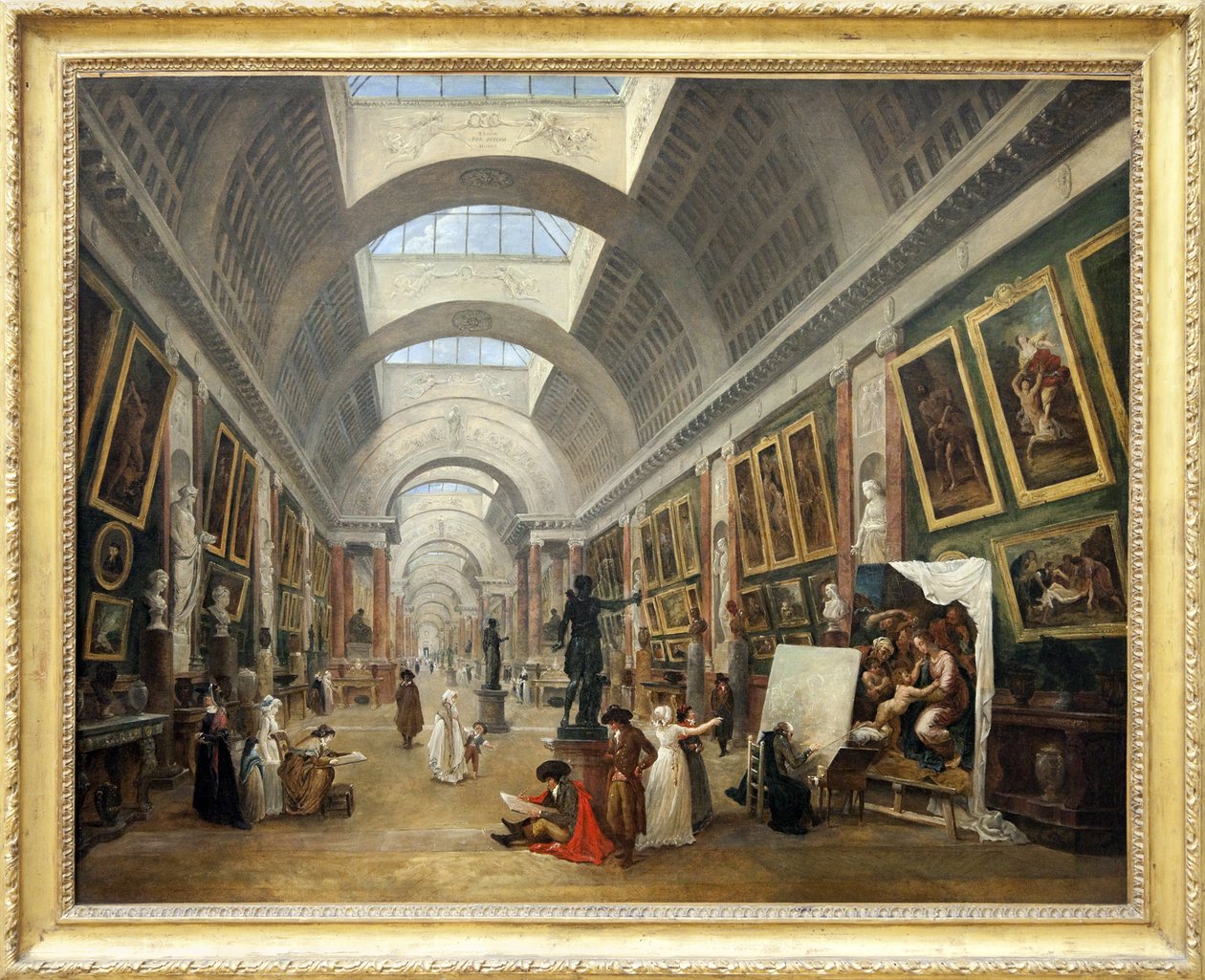 Design av Grande Galerie du Louvre 1796 (olja på duk) av Hubert Robert