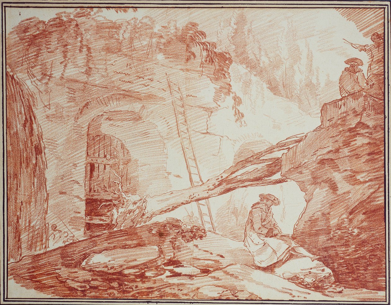 Tecknare i Palatinens ruiner av Hubert Robert