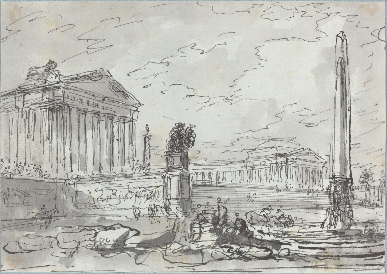 Fantasy på en gammal Campidoglio av Hubert Robert