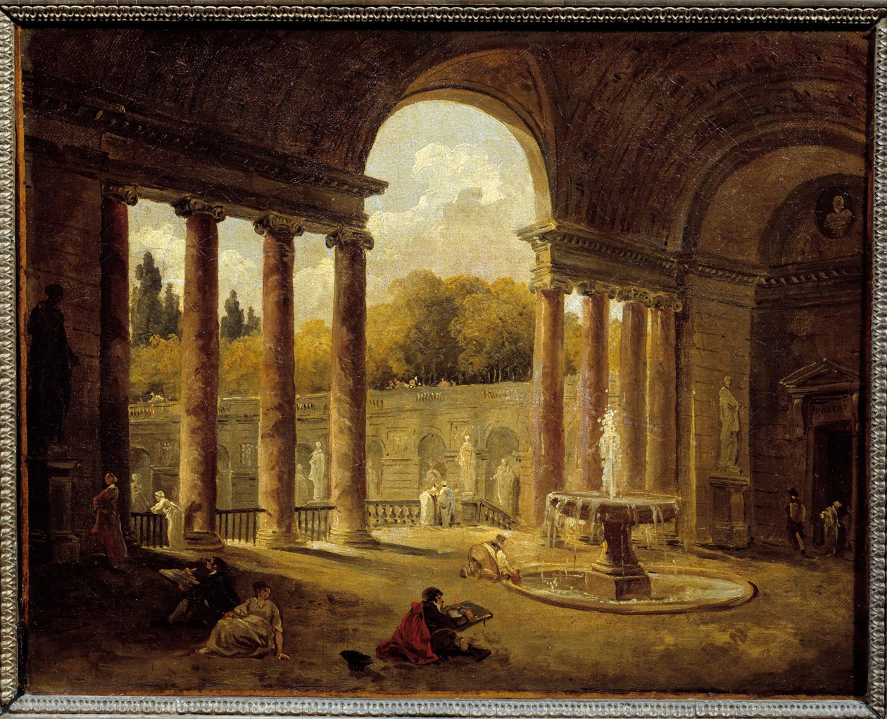 Fontän under en portik. Målning av Hubert Robert (1733-1808) av Hubert Robert