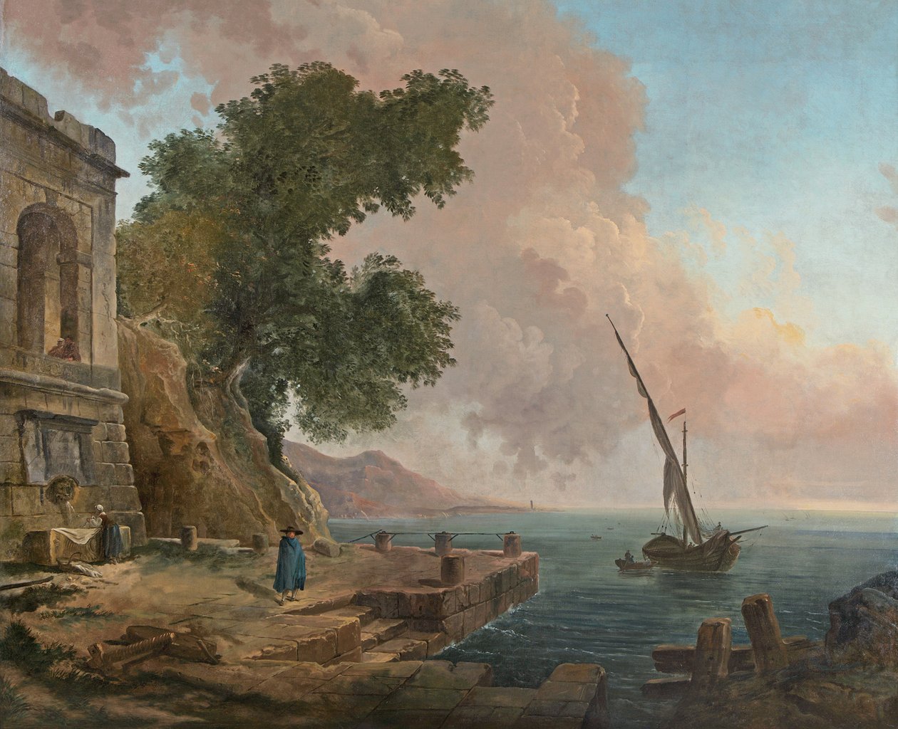Franska: Embarcadère méditerranéen av Hubert Robert