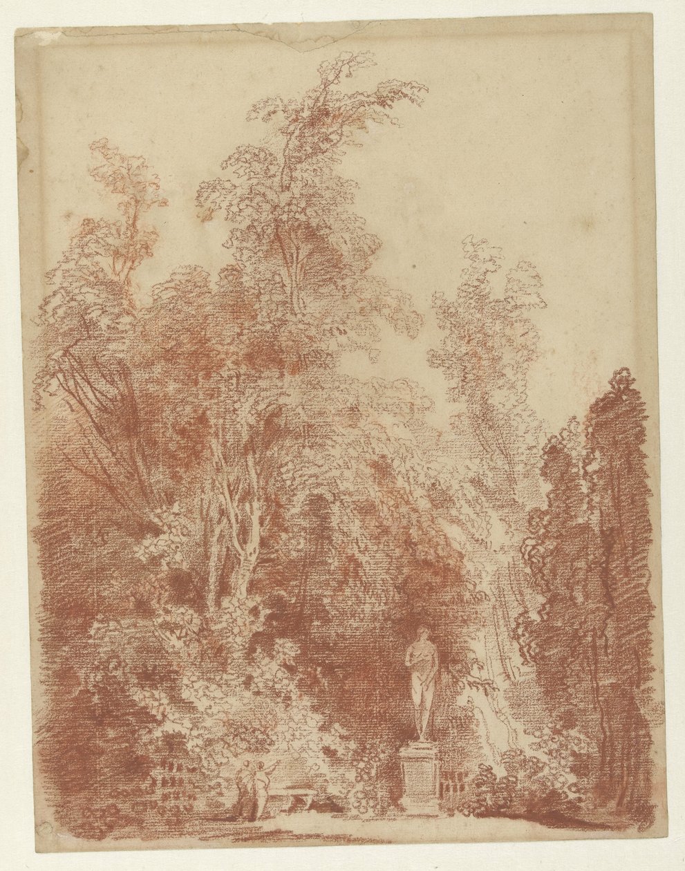 Utsikt i en park med en staty av Venus av Hubert Robert