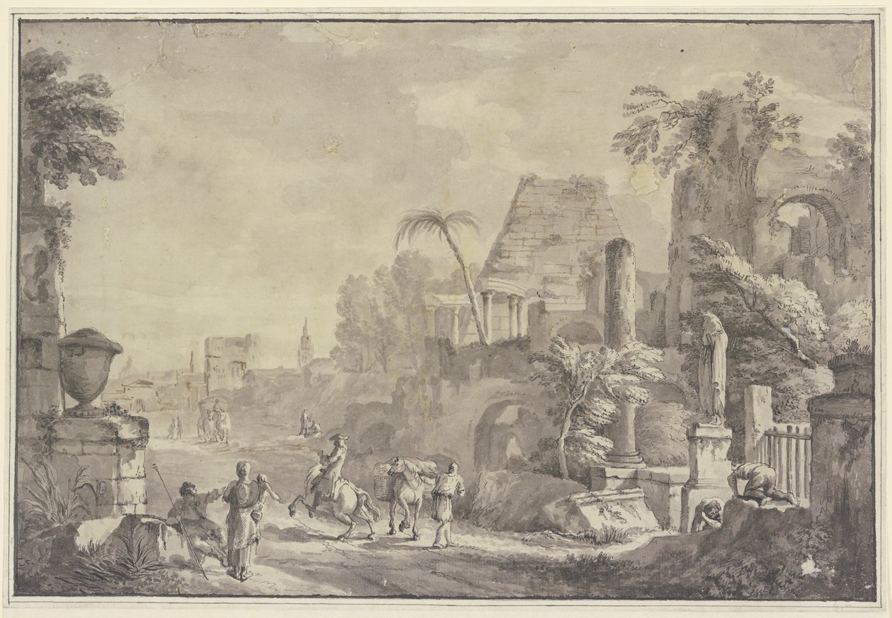 Heroiskt landskap av Hubert Robert
