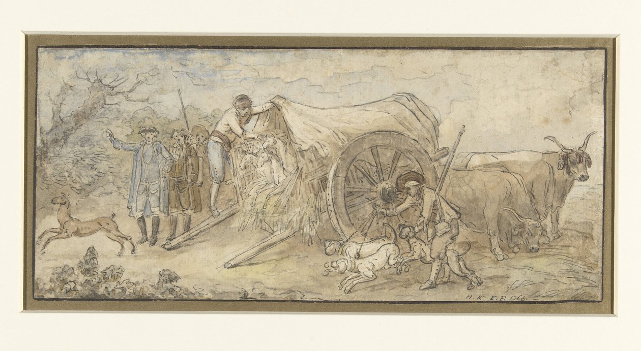 Täckt vagn i Campagna av Hubert Robert