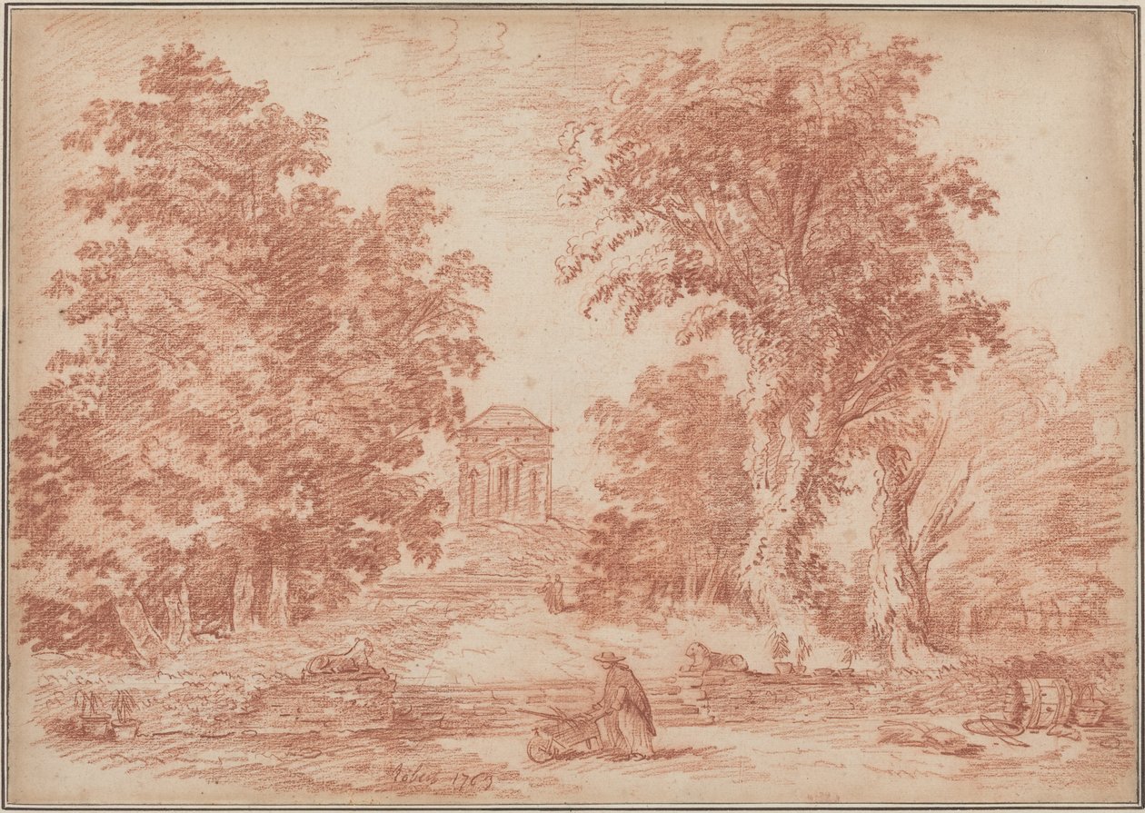 Italiensk park med ett tempietto av Hubert Robert