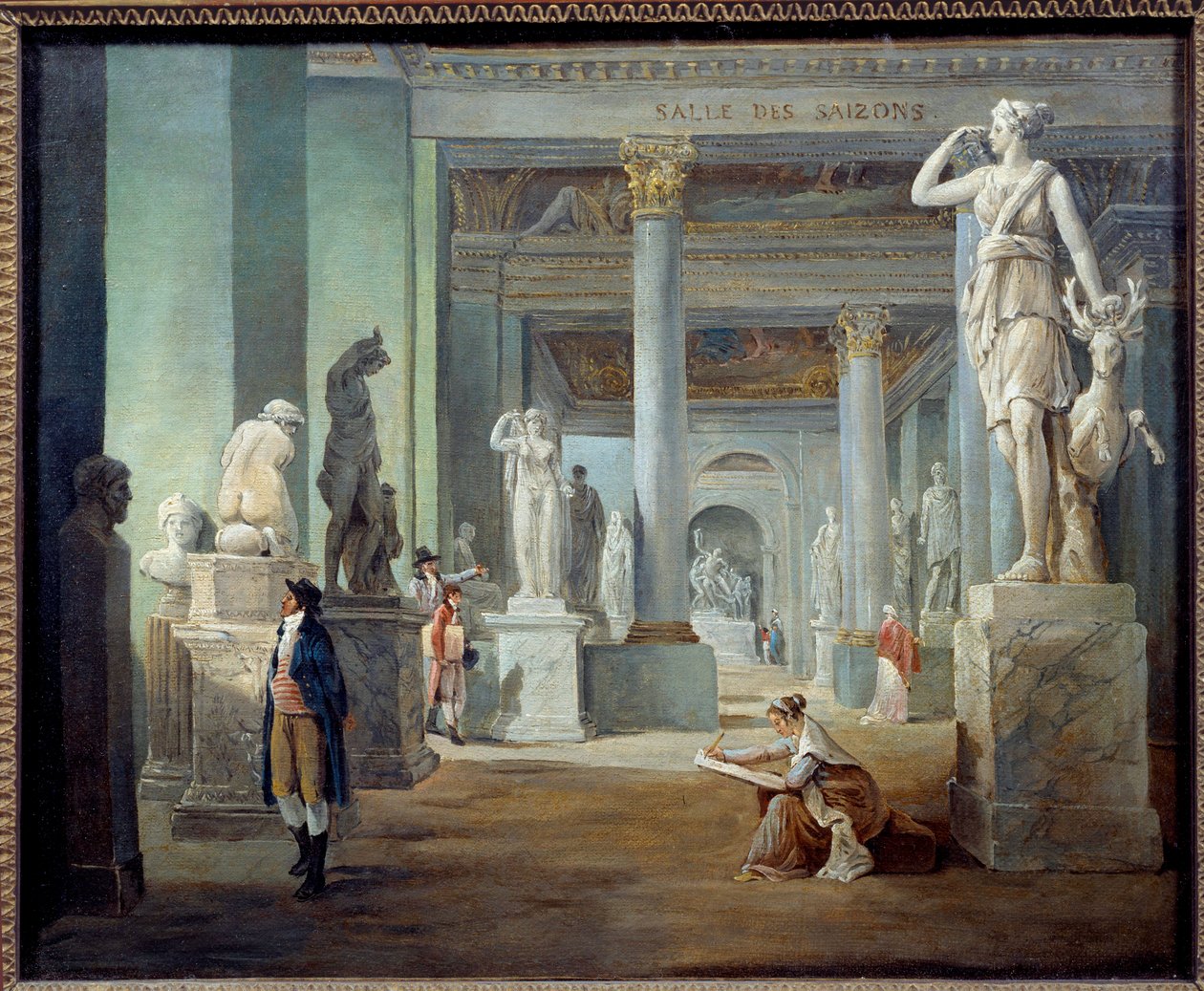 La salle des saisons au musee du Louvren Målning av Hubert Robert (1733-1808) 1802 Sön. 0,37x0,46 m - Årstidernas rum i Louvren. Målning av Hubert Robert (1733-1808) 1802. 0,37 x 0,46 m. Louvren, Paris av Hubert Robert