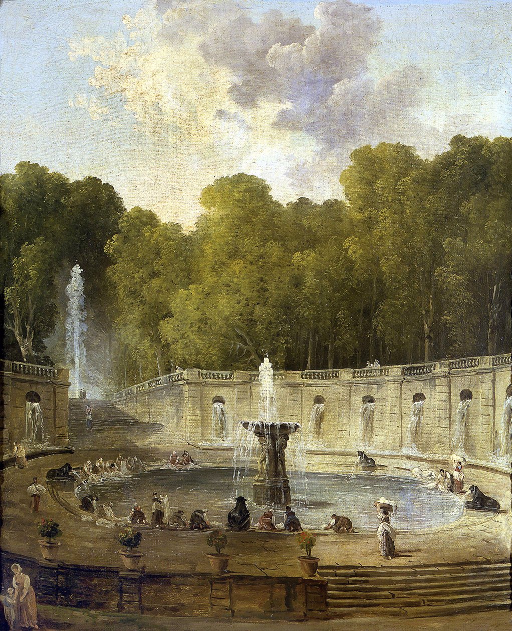 Tvättar i en park - Tvättar i en park - Målning av Hubert Robert (1733-1808) - ca 1775 - Olja på duk - 56x45,5 - Petit Palais, Musee des Beaux-Arts de la Ville de Paris av Hubert Robert
