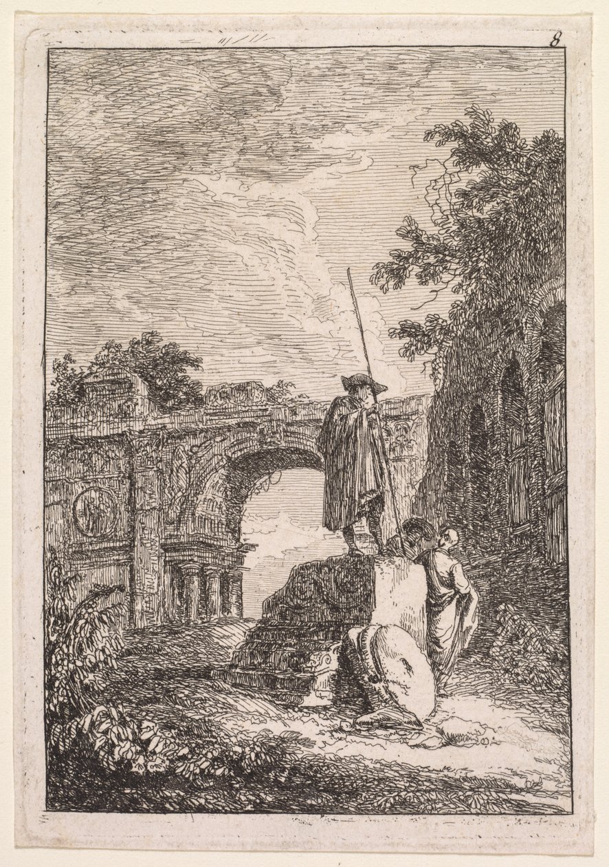 Roms kvällar: Triumfbågen, 1763-1764. av Hubert Robert