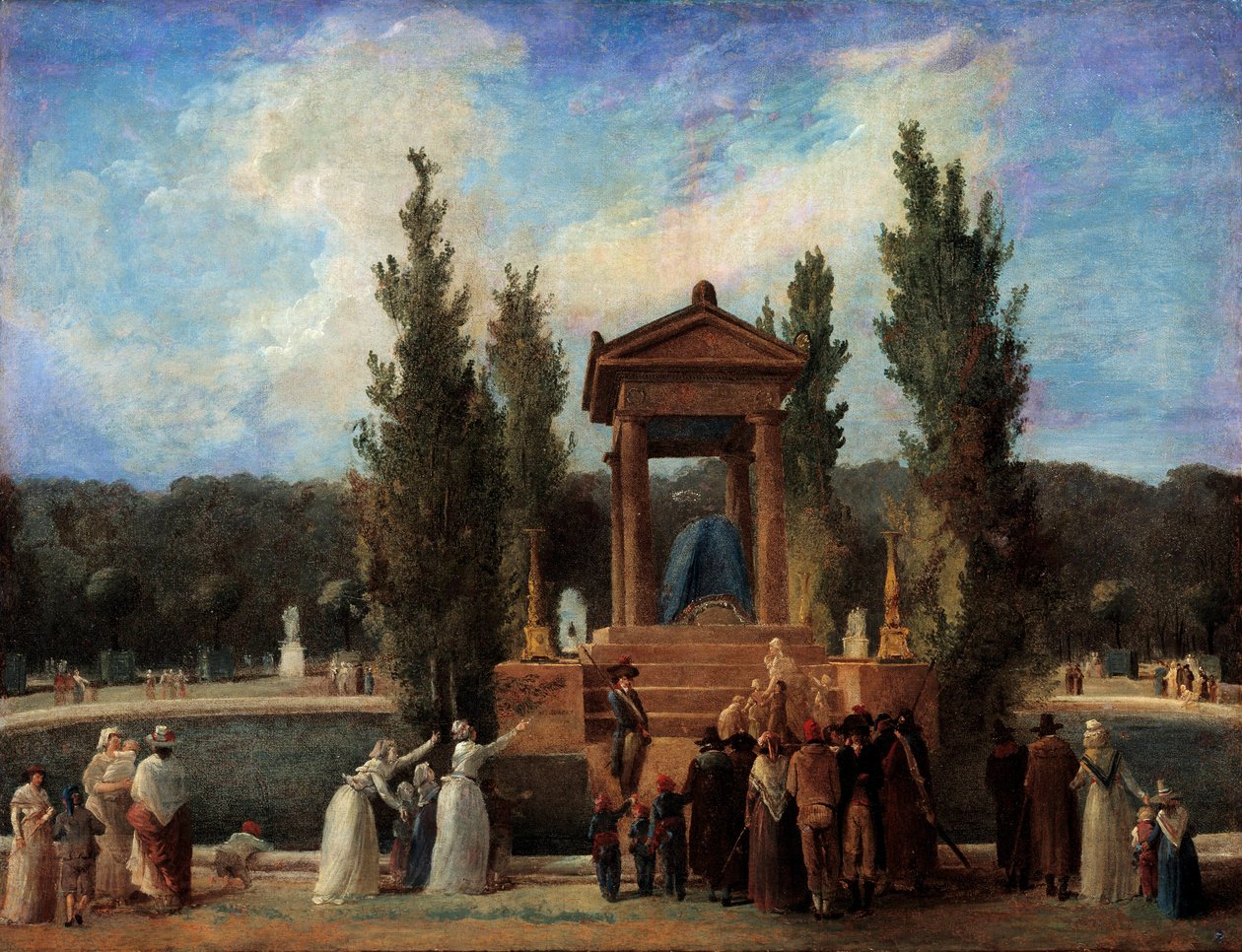 Monument upphöjt vid Tuilerierna för att hedra Jean Jacques Rousseau 10 oktober av Hubert Robert
