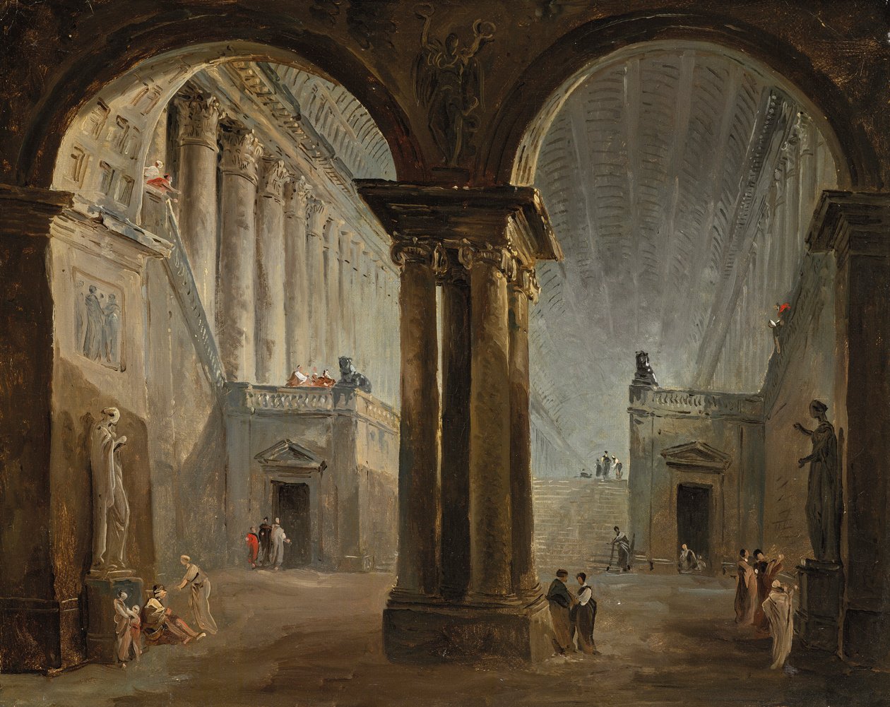 Människor i ett antikgalleri av Hubert Robert