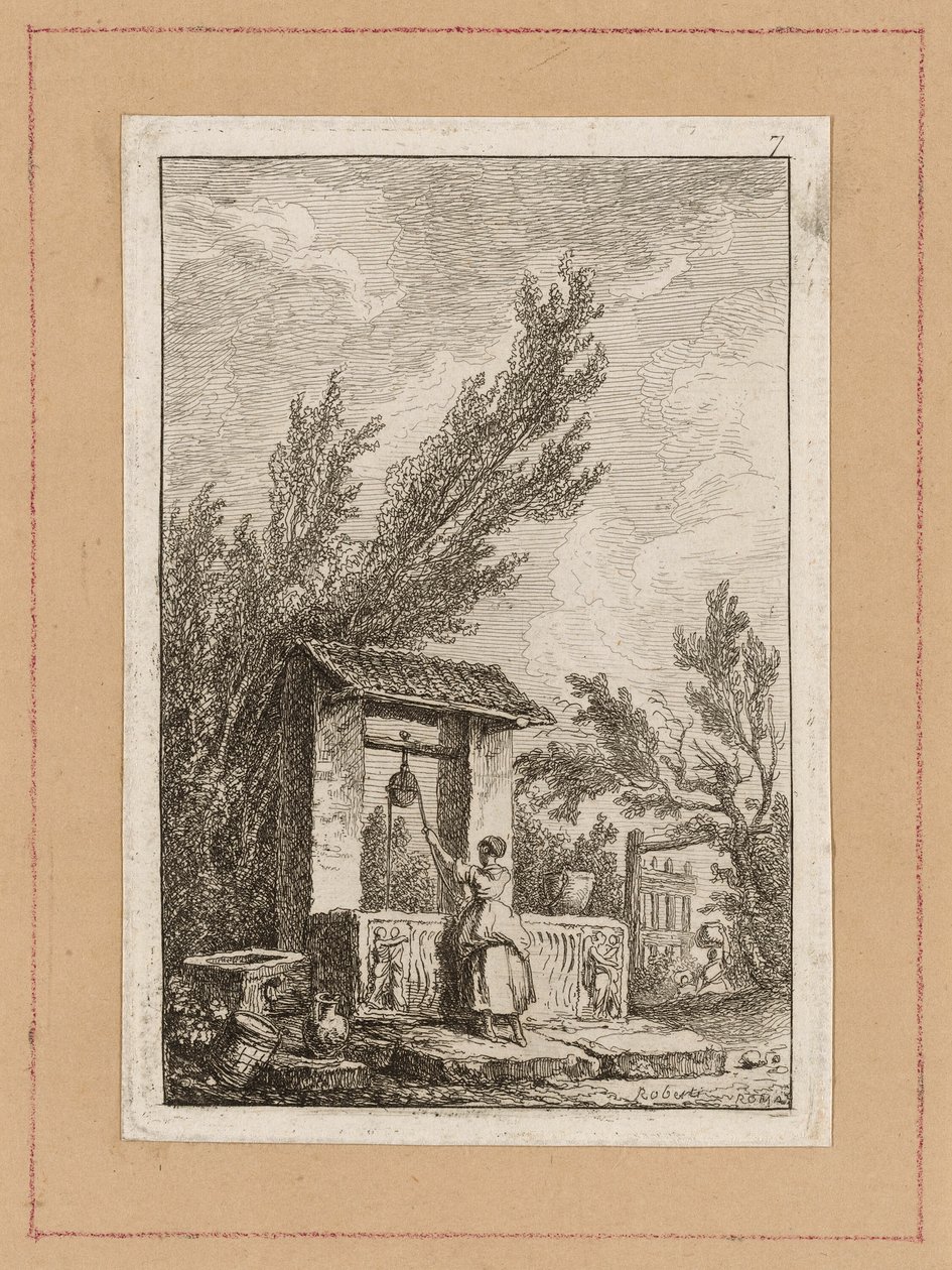 Tallrik sju från Evenings in Rome av Hubert Robert