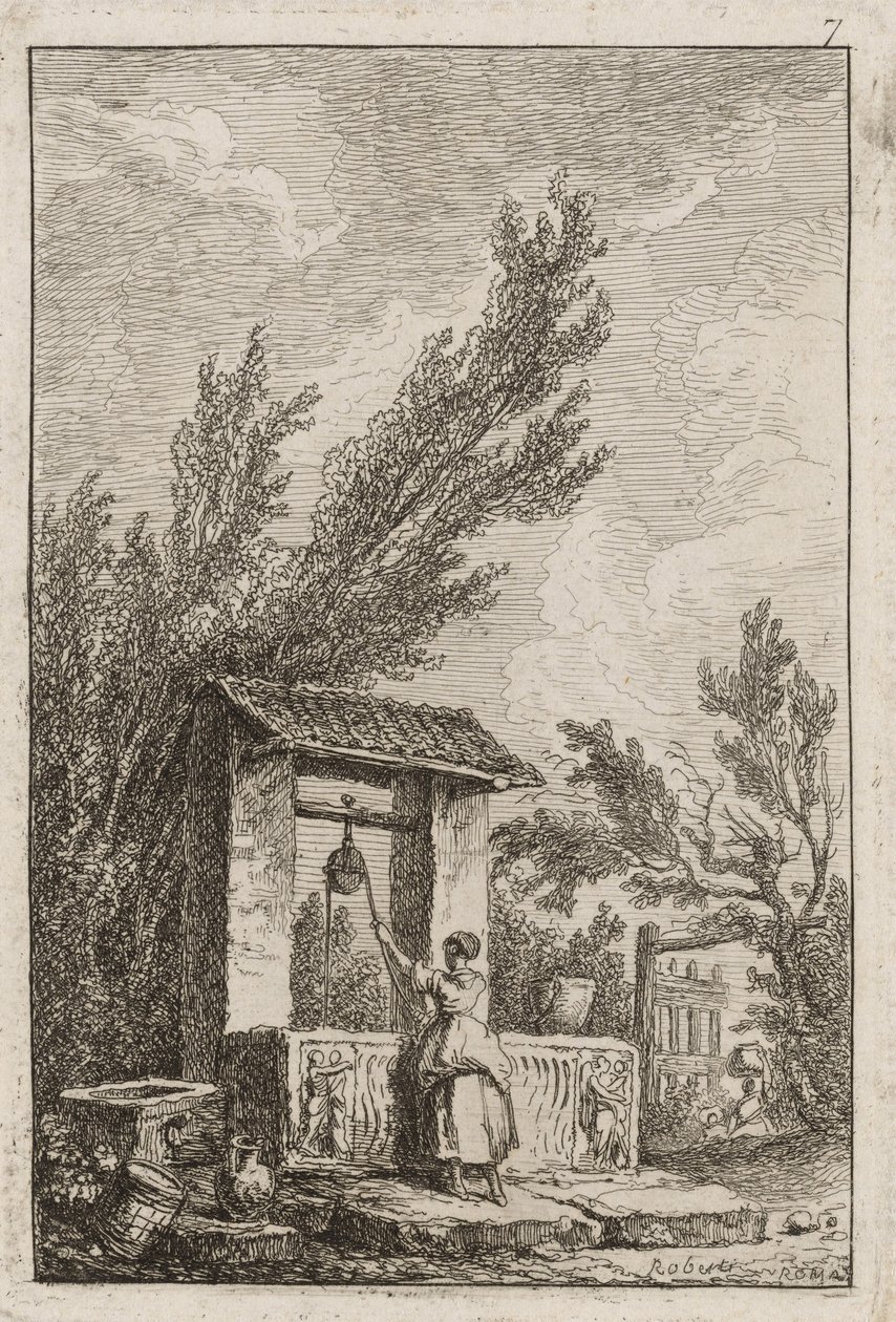 Tallrik sju från Evenings in Rome av Hubert Robert