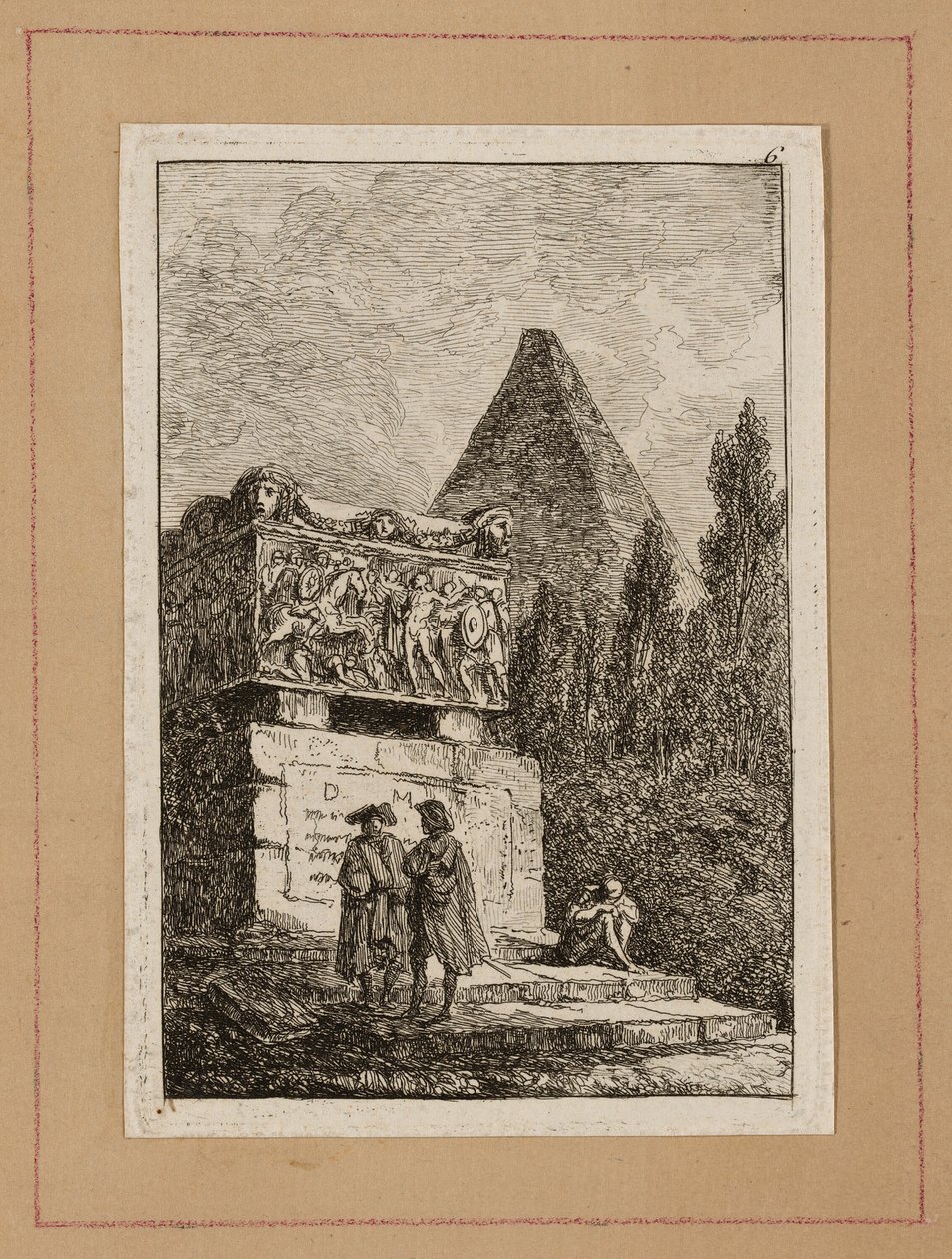 Tallrik sex från Evenings in Rome av Hubert Robert