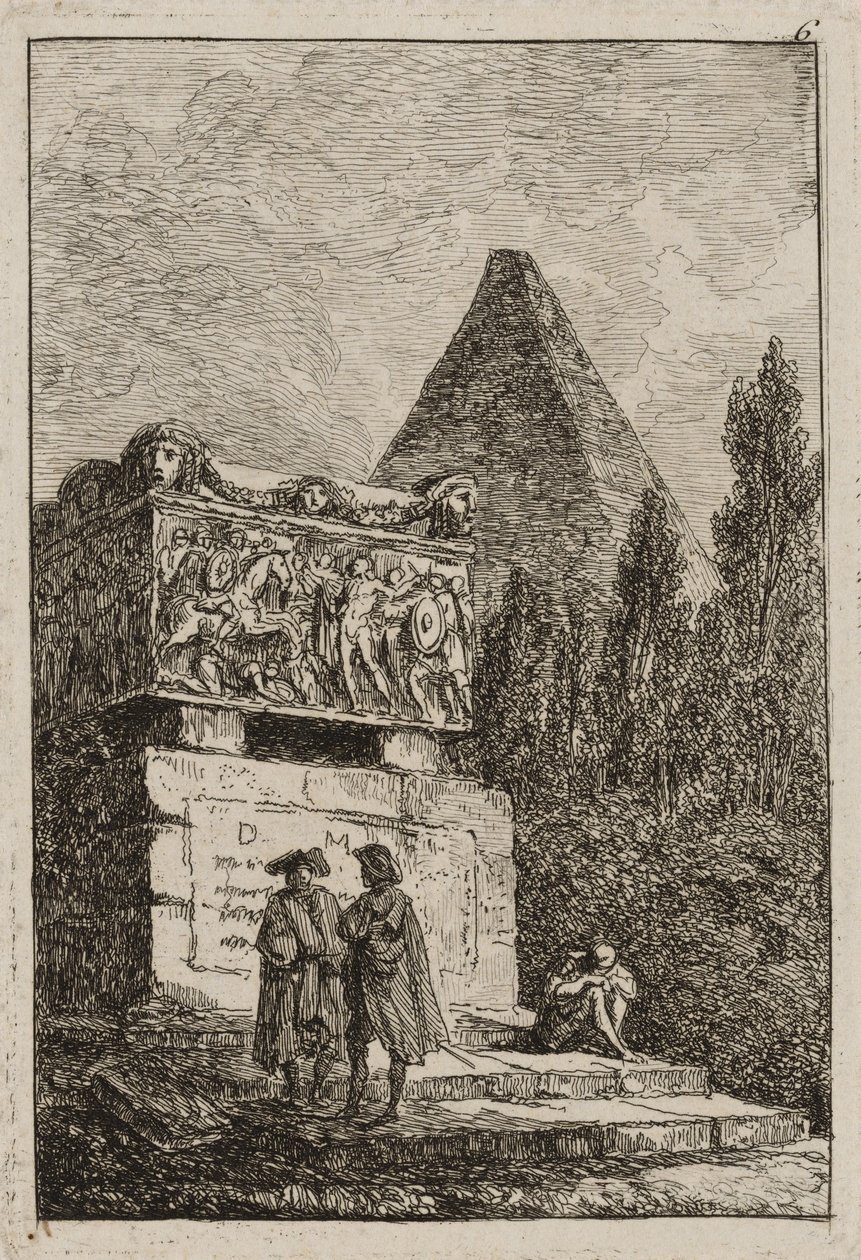 Tavla sex från kvällar i Rom, 1763-64 av Hubert Robert