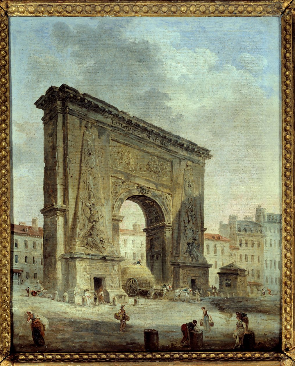 Porte Saint Denis (Utsikt över staden Paris). Målning av Hubert Robert (1733-1808) av Hubert Robert