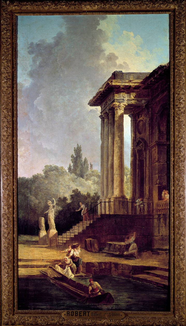 Ruinerna av en portik Målning av Hubert Robert (1733-1808) Musee du chateau de Maisons Laffitte från 1700-talet (Maisons-Laffitte) av Hubert Robert