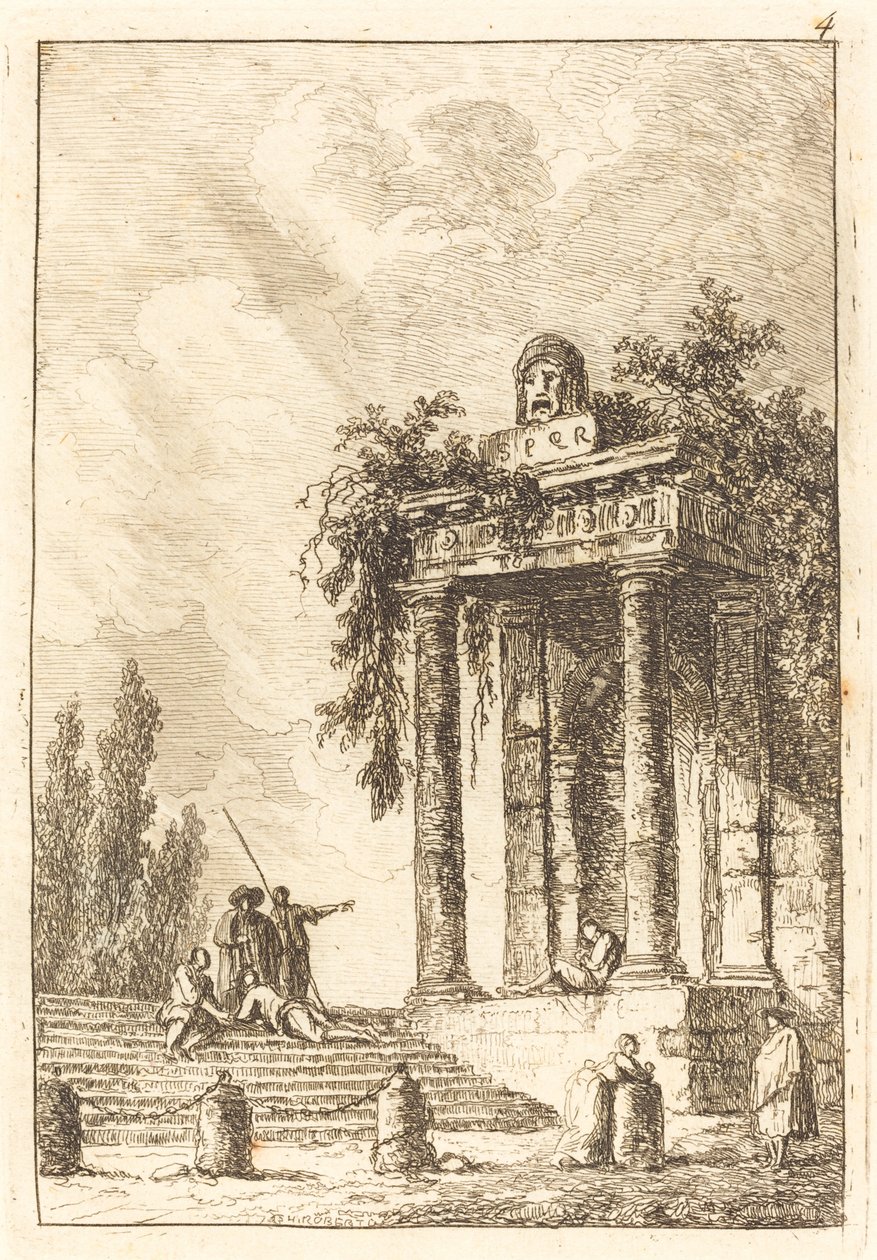 Steg till de fyra landmärkena av Hubert Robert
