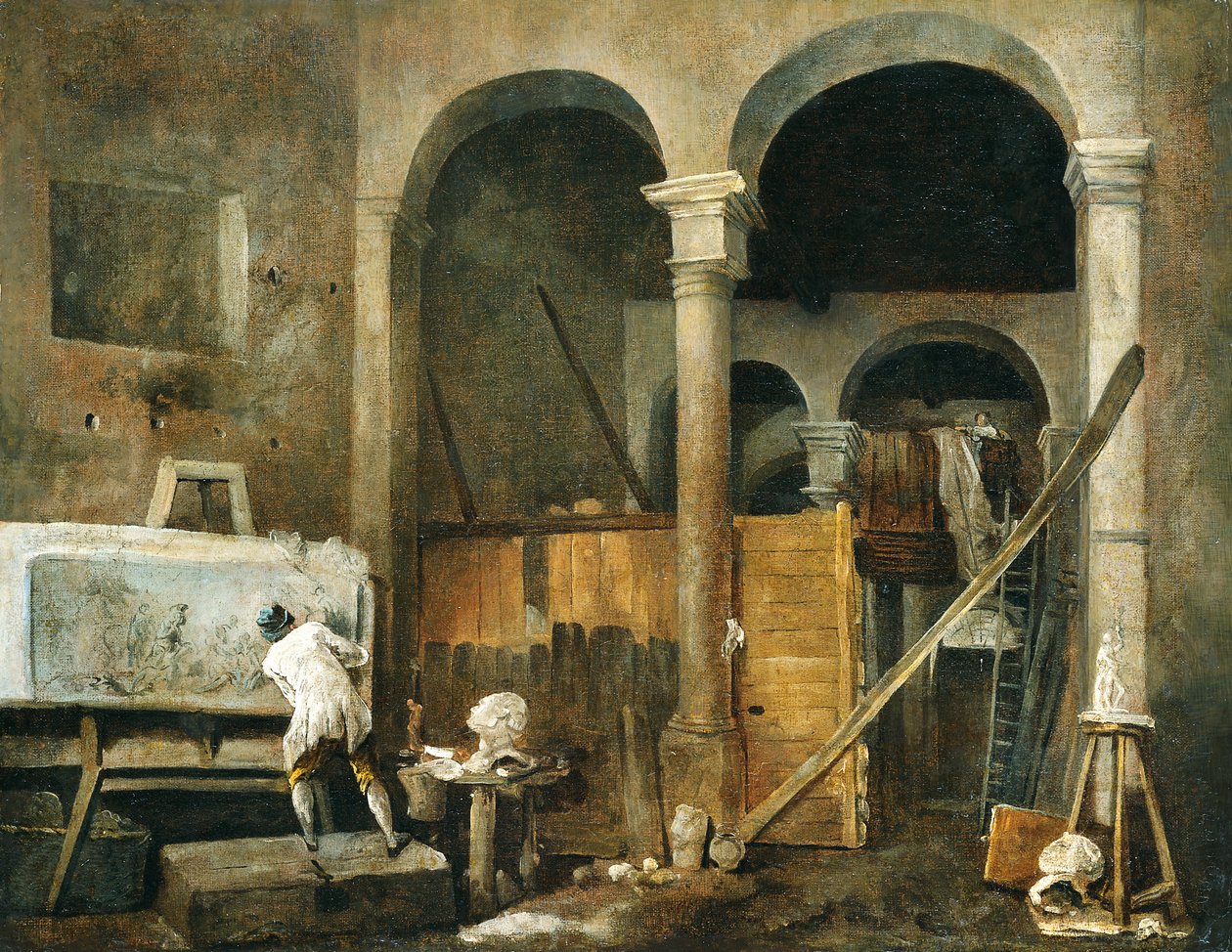 Konstnärens ateljé av Hubert Robert