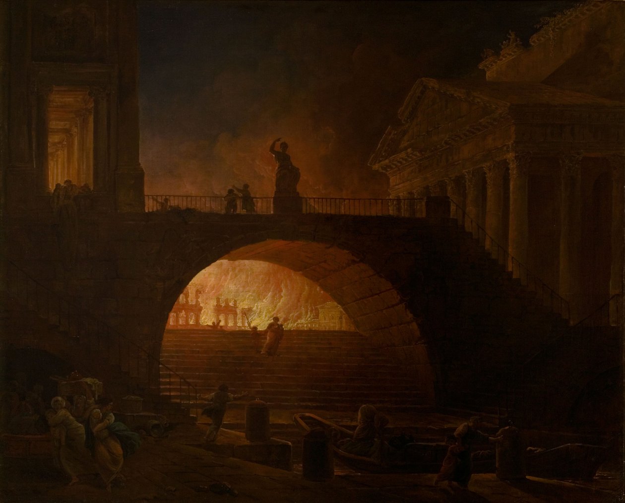 Brännandet av Rom av Hubert Robert