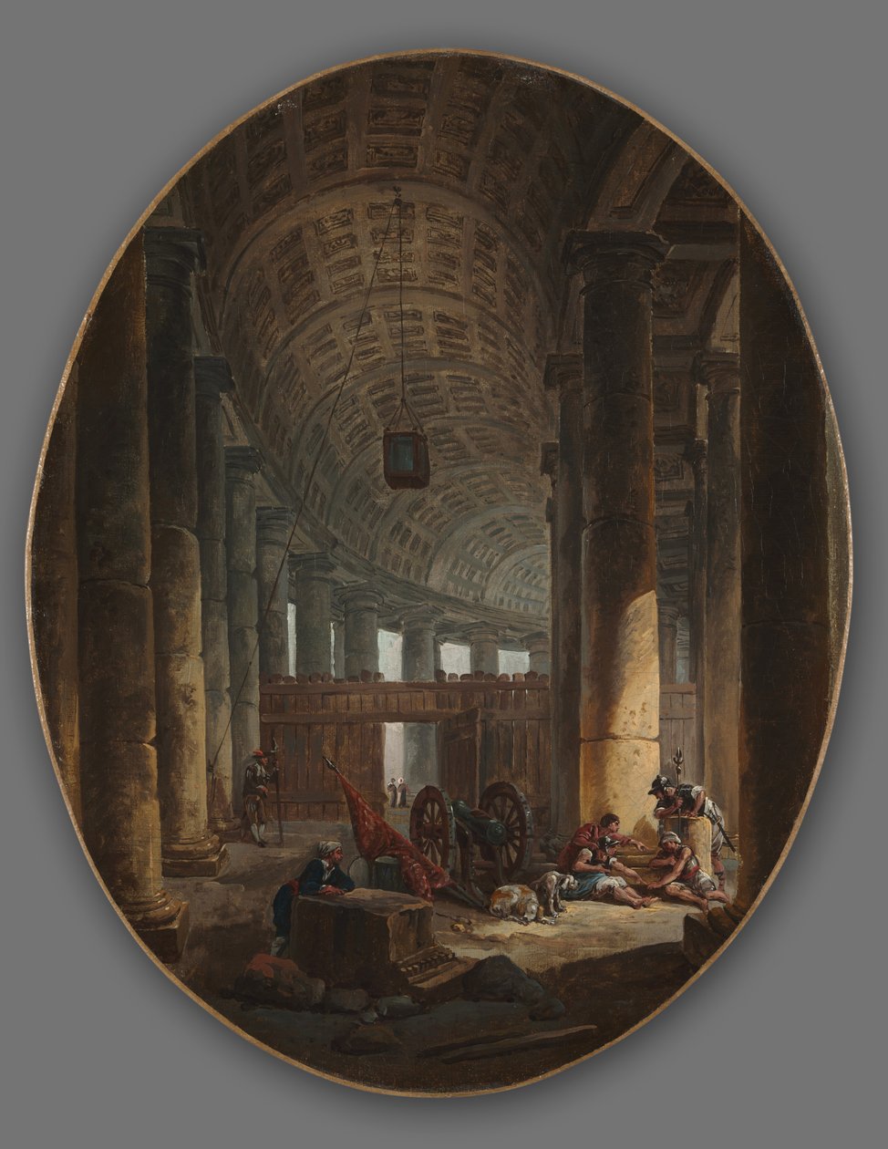St. Peters pelargång, Rom, under konklaven, c.1769 av Hubert Robert