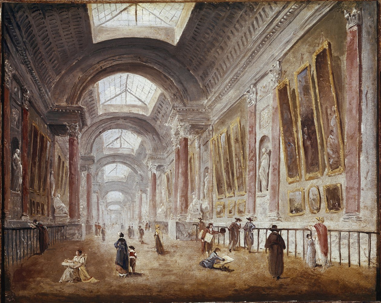 The Grande Galerie of the Louvren (olja på duk, cirka 1798) av Hubert Robert