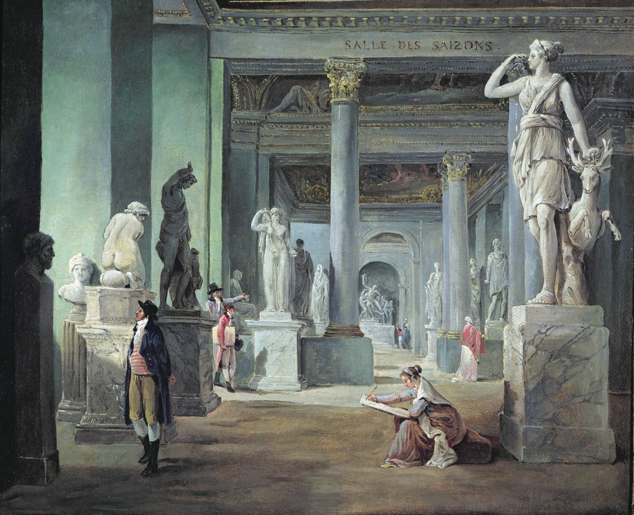 Salle des Saisons vid Louvren, ca 1802 (olja på duk) av Hubert Robert