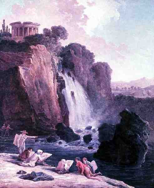 Skissande sällskapet (olja på duk) av Hubert Robert