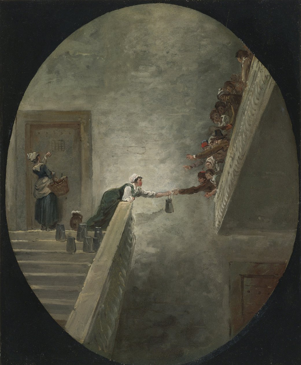 Utdelningen av mjölk i Saint-Lazare-fängelset, ca 1794 av Hubert Robert