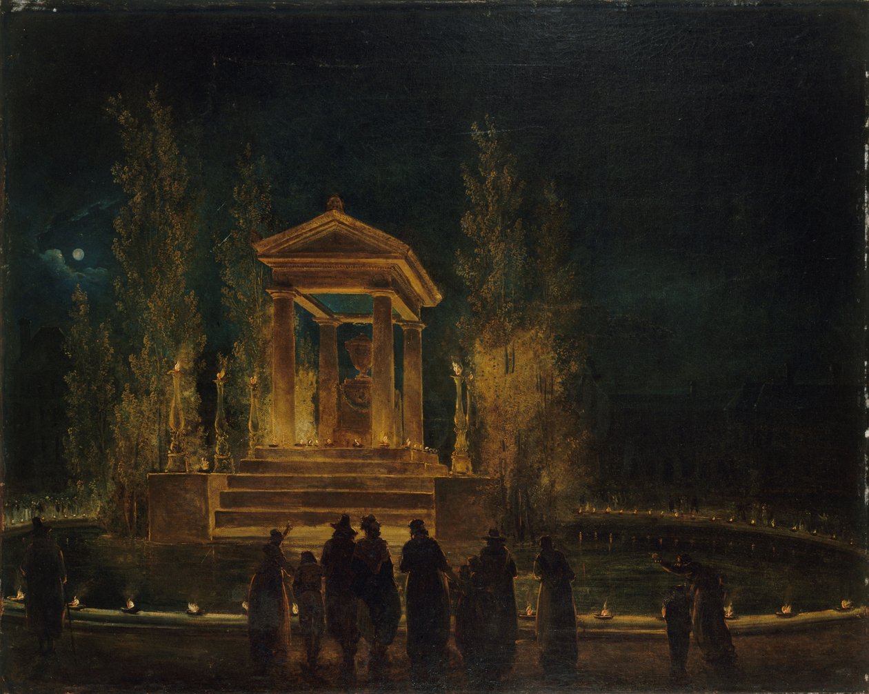 Jean-Jacques Rousseaus tillfälliga mausoleum, ca 1794. av Hubert Robert