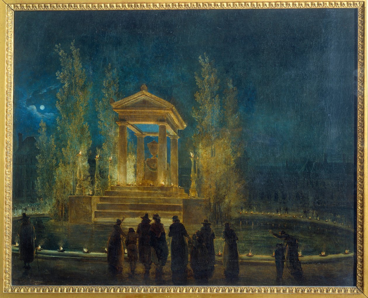Den tillfälliga mausoleen av Jean Jacques Rousseau (1712-1778) på Tuileriebassängen före översättningen av hans aska till Pantheon-målningen av Hubert Robert (1733-1808) 1794 Sön. 0,65x0,8 m Paris, Musee Carnavalet av Hubert Robert