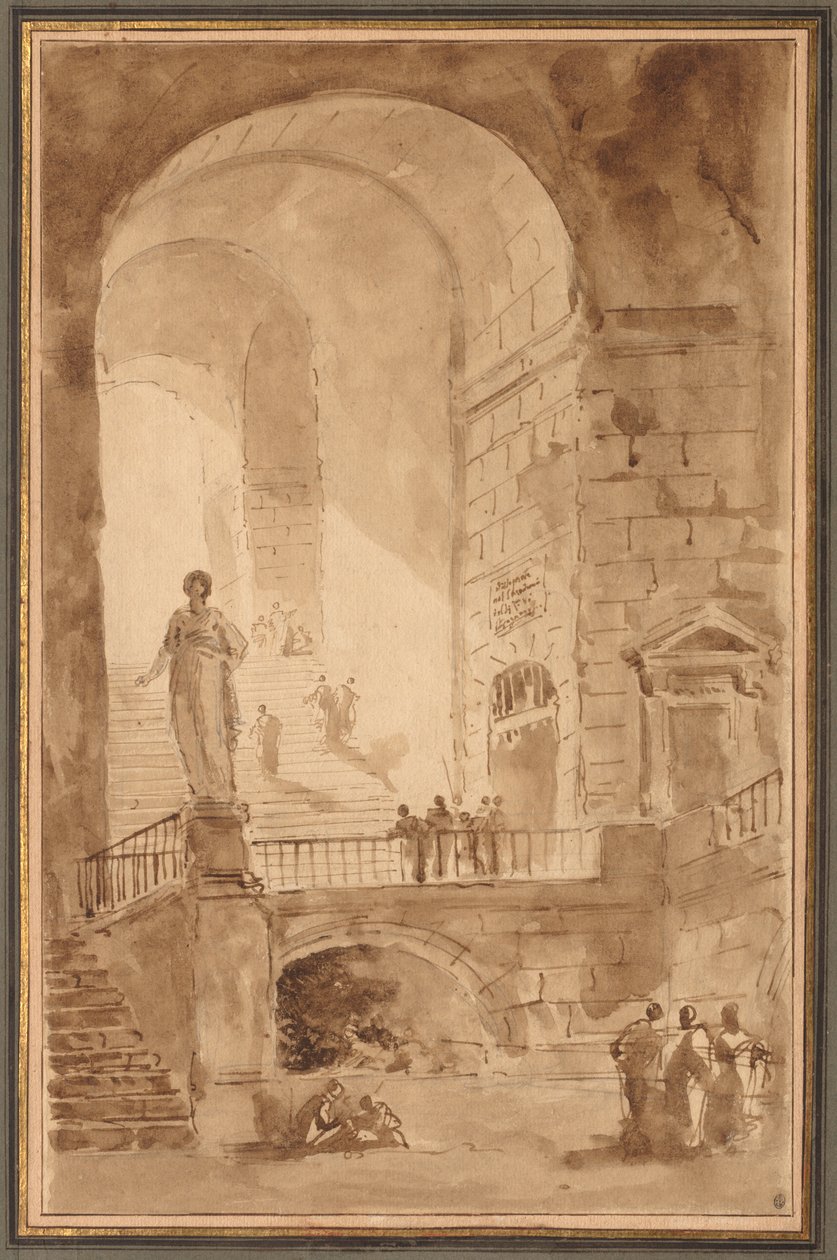 Valvtrappa, ca. 1770-1779. av Hubert Robert