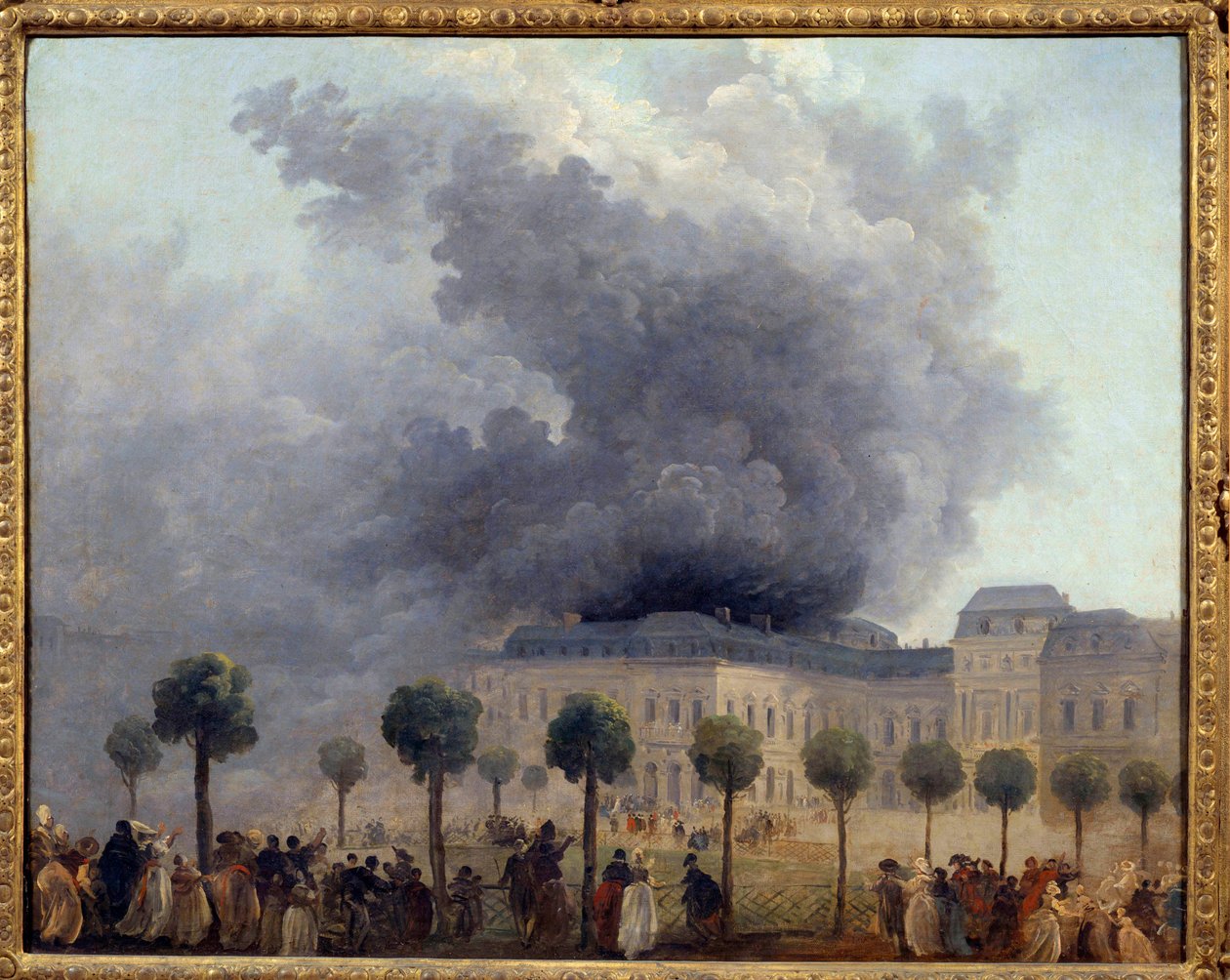 Utsikt över operabranden sett från trädgårdarna i Palais Royal den 8/06/1781, målning av Hubert Robert av Hubert Robert
