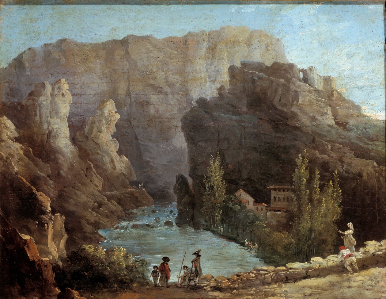 Vy över fontänen Vaucluse Målning av Hubert Robert (1733-1805) Avignon från 1700-talet, Musee Calvet. av Hubert Robert