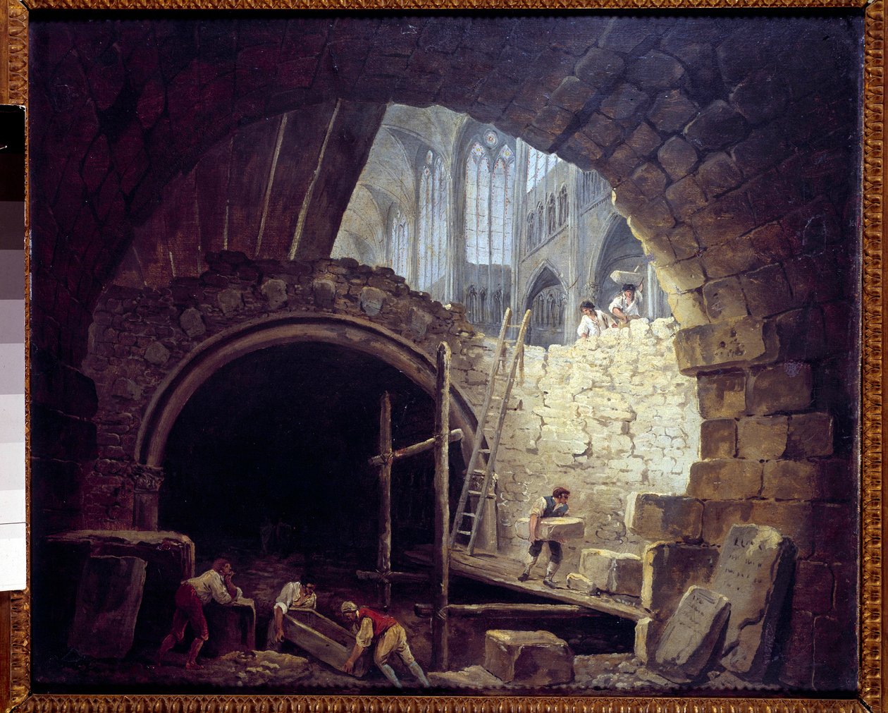 Kränkning av kungarnas källare i basilikan Saint Denis i oktober 1793. Målning av Hubert Robert (1733-1808) av Hubert Robert