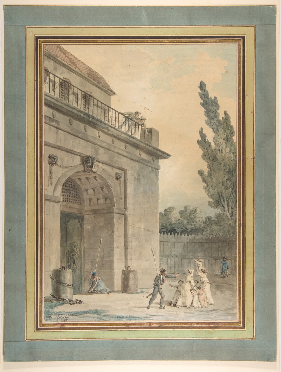 Besökare som lämnar ett fängelse av Hubert Robert