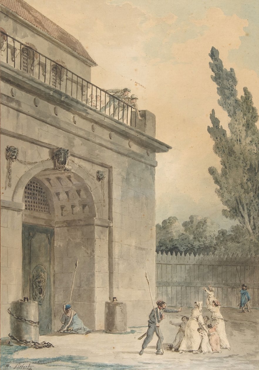 Besökare som lämnar ett fängelse, 1794-95. av Hubert Robert