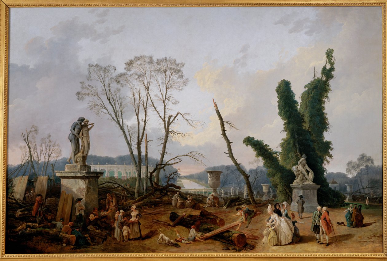 Utsikt över Tapis Vert vid Versailles i (målning på duk) av Hubert Robert