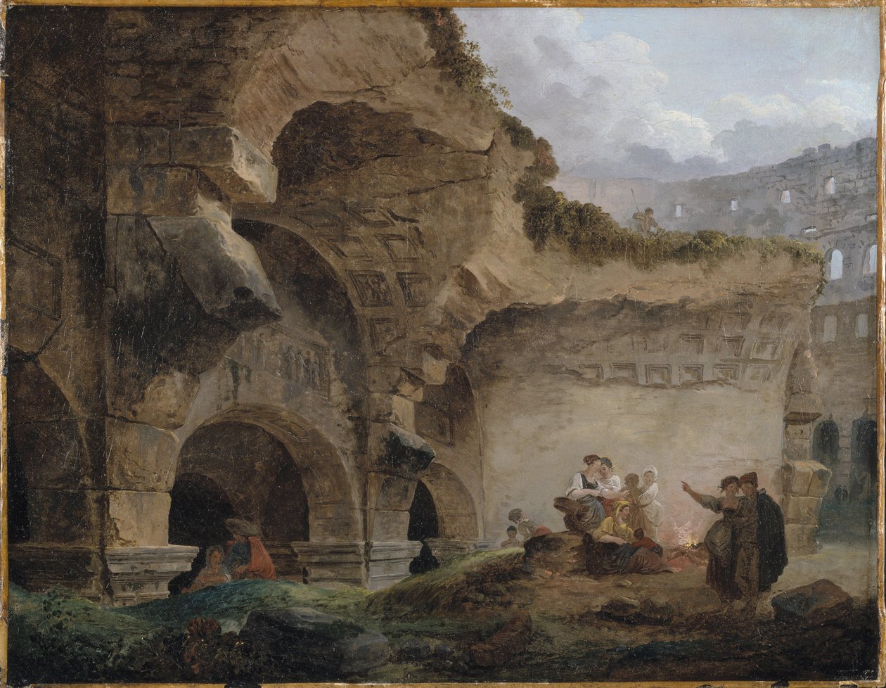 Tvättkvinnor i Colosseums ruiner av Hubert Robert