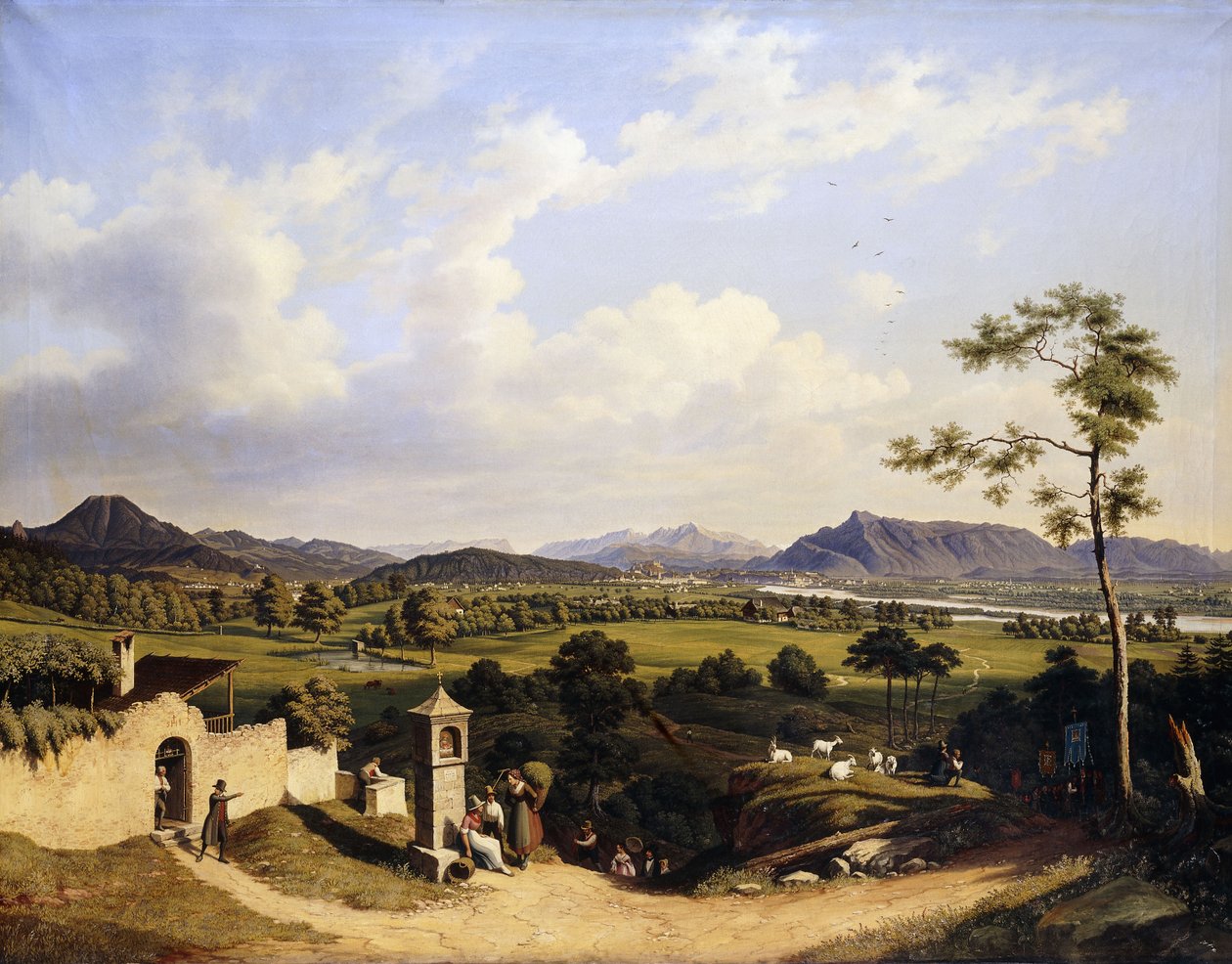 Utsikt över Salzburg; Utsikt över Salzburg, 1847 av Hubert Sattler