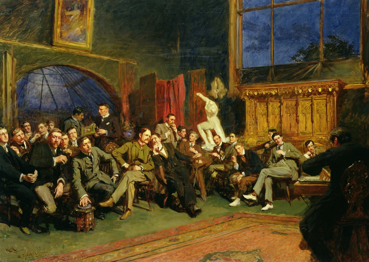 Kväll i studion med mina elever, 1886 av Hubert von Herkomer