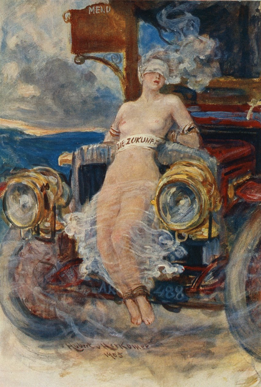 Program för bankett, Die Zukunft (Framtiden), 1905 (fotogravyr på menykortet) av Hubert von Herkomer
