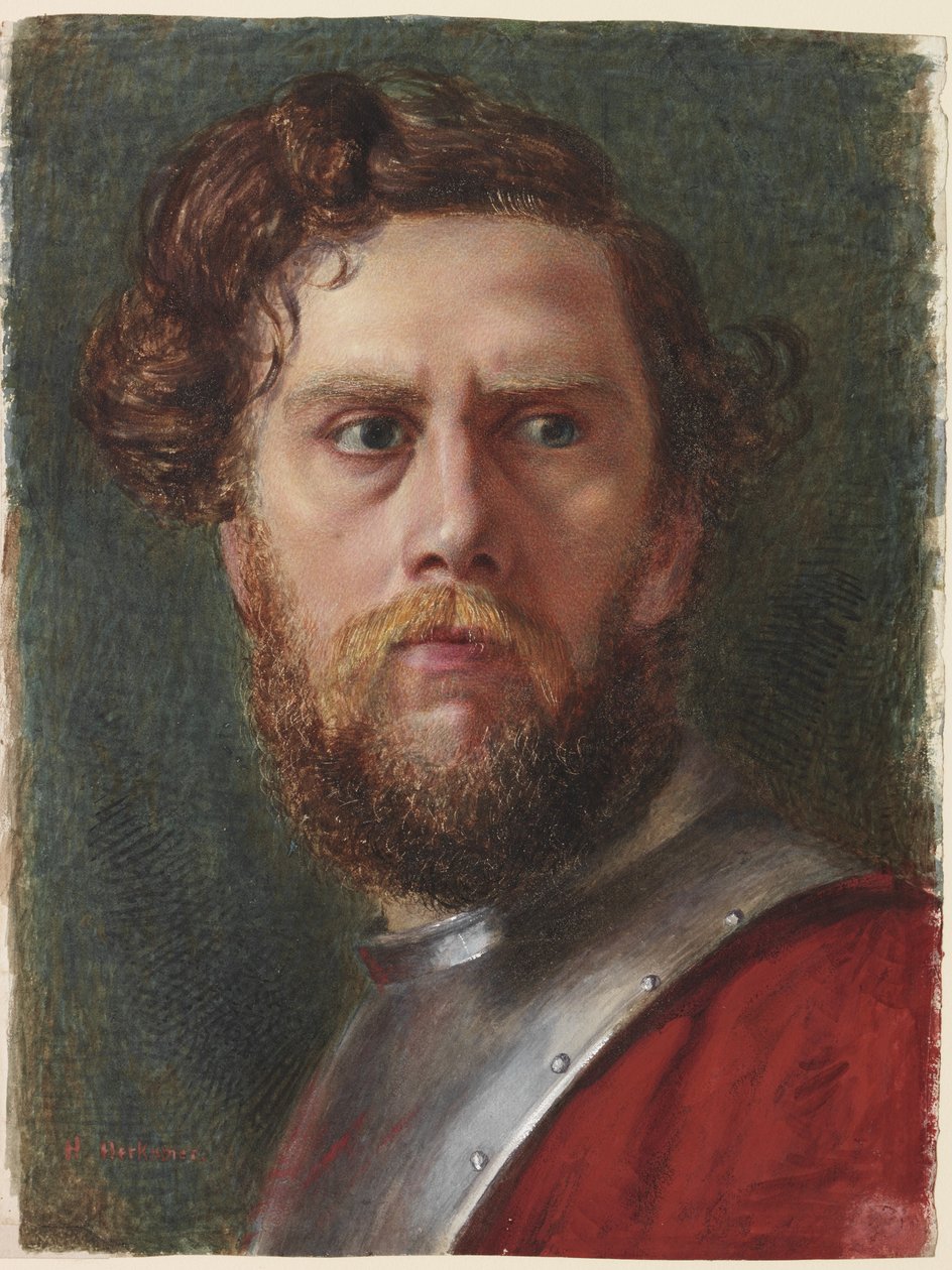 Study of a Head (akvarell och kroppsfärg på papper) av Hubert von Herkomer